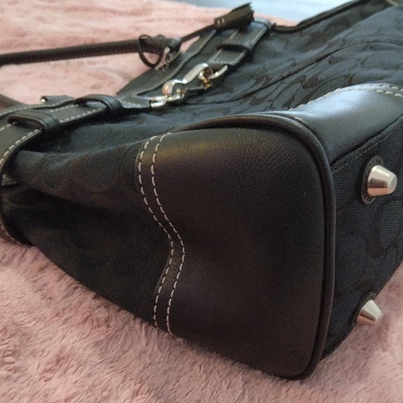 ๐HP๐ EUC Coach Hampton black signature canvas carry-all large satchel vintage - Picture 5 of 12